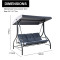 3 Seater Canopy Swing Chair Porch / Heavy Duty 2 in 1 Garden Bench Lounger Bed withMetalFrame,Removable Cushion Outdoor swing