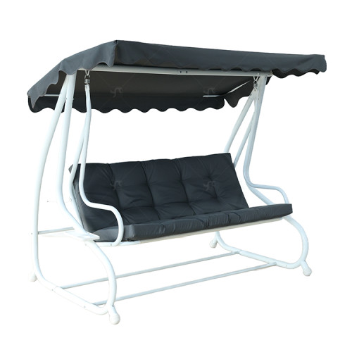 3 Person Outdoor Garden Steel Frame Deluxe Leisure Swing Lawn Furniture with Canopy Modern Steel Metal Three Seat Swing Chair