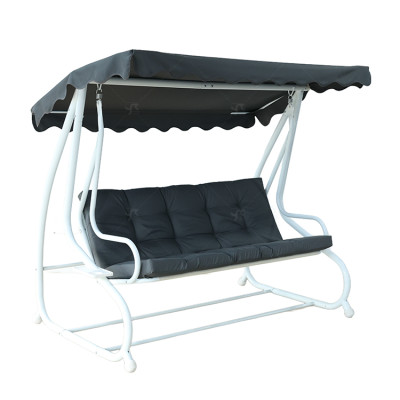 3 Person Outdoor Garden Steel Frame Deluxe Leisure Swing Lawn Furniture with Canopy Modern Steel Metal Three Seat Swing Chair