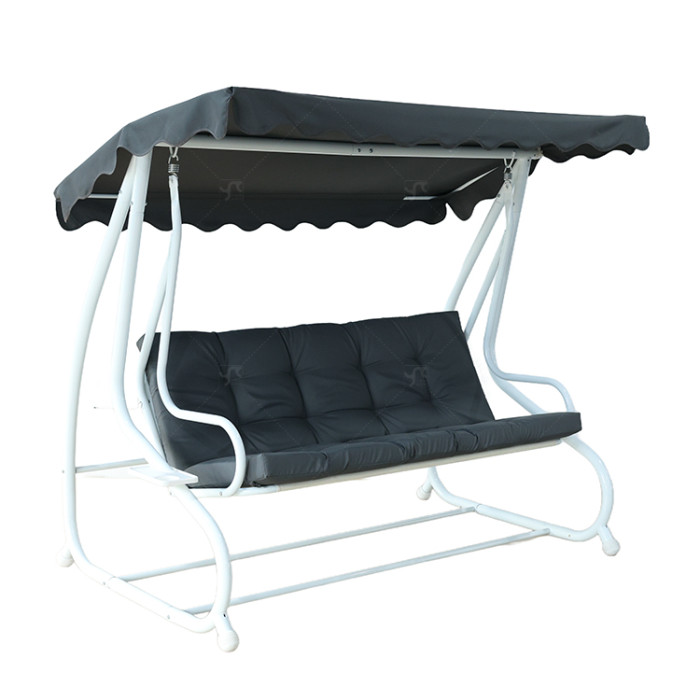 3 Person Outdoor Garden Steel Frame Deluxe Leisure Swing Lawn Furniture with Canopy Modern Steel Metal Three Seat Swing Chair