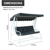 3 Person Outdoor Garden Steel Frame Deluxe Leisure Swing Lawn Furniture with Canopy Modern Steel Metal Three Seat Swing Chair