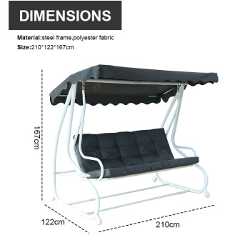 3 Person Outdoor Garden Steel Frame Deluxe Leisure Swing Lawn Furniture with Canopy Modern Steel Metal Three Seat Swing Chair