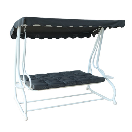 3 Person Outdoor Garden Steel Frame Deluxe Leisure Swing Lawn Furniture with Canopy Modern Steel Metal Three Seat Swing Chair