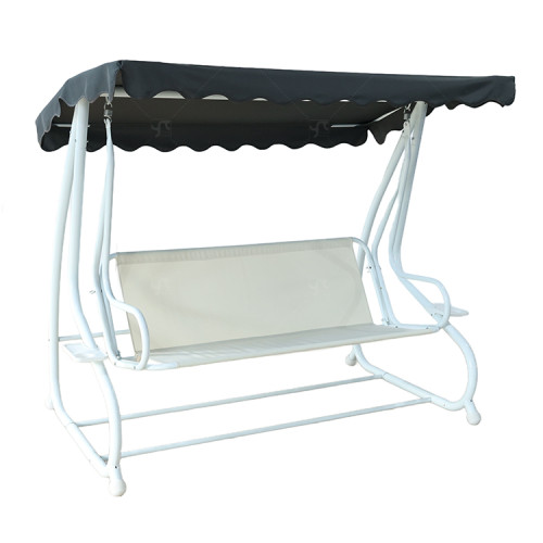 3 Person Outdoor Garden Steel Frame Deluxe Leisure Swing Lawn Furniture with Canopy Modern Steel Metal Three Seat Swing Chair