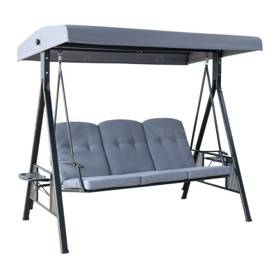 Modern Steel Metal Three Seat Swing Chair Outdoor Garden Patio Furniture 3-4 People Seating Garden Swing Chair  with Cushion