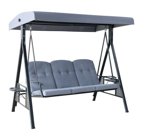 Modern Steel Metal Three Seat Swing Chair Outdoor Garden Patio Furniture 3-4 People Seating Garden Swing Chair with Cushion