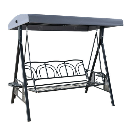 Modern Steel Metal Three Seat Swing Chair Outdoor Garden Patio Furniture 3-4 People Seating Garden Swing Chair  with Cushion
