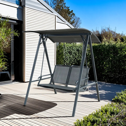 2*1teslin High-class Rocking Chair with Stand Outdoor Furniture Garden Hammock Hanging Patio Swing Chair  for Home & Park Use