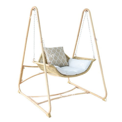 Nordic Double Swing Hanging Chair Home Lazy Indoor Cradle Chair with Rattan Metal Patio Garden Hanging Rocking Chair for Balcony
