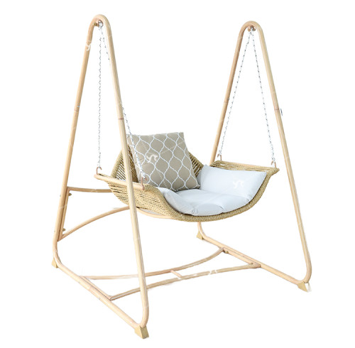 Nordic Double Swing Hanging Chair Home Lazy Indoor Cradle Chair with Rattan Metal Patio Garden Hanging Rocking Chair for Balcony