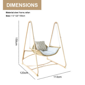 Nordic Double Swing Hanging Chair Home Lazy Indoor Cradle Chair with Rattan Metal Patio Garden Hanging Rocking Chair for Balcony