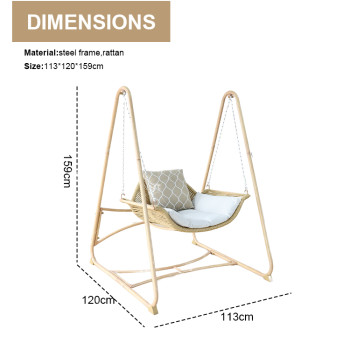 Nordic Double Swing Hanging Chair Home Lazy Indoor Cradle Chair with Rattan Metal Patio Garden Hanging Rocking Chair for Balcony