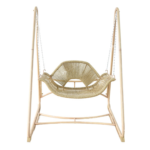 Nordic Double Swing Hanging Chair Home Lazy Indoor Cradle Chair with Rattan Metal Patio Garden Hanging Rocking Chair for Balcony