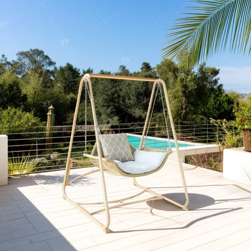 Nordic Double Swing Hanging Chair Home Lazy Indoor Cradle Chair with Rattan Metal Patio Garden Hanging Rocking Chair for Balcony