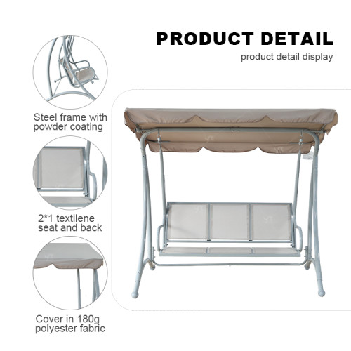 Modern Luxury 3-Seater Metal Hanging Swing Chair Canopy with Bali European Style for Outdoor Use Garden Furniture  Swing Chair