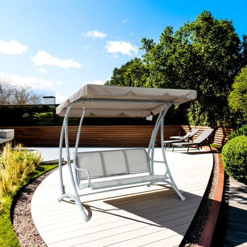 Modern Luxury 3-Seater Metal Hanging Swing Chair Canopy with Bali European Style for Outdoor Use Garden Furniture  Swing Chair