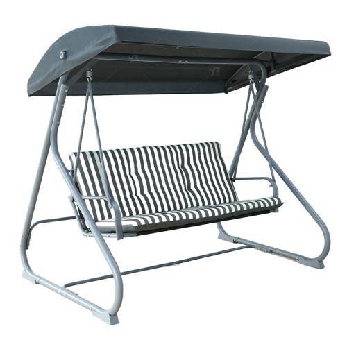 New Design Stripe Pattern Outdoor Patio Swings iron Frame Modern Swing Chair with Canopy Outdoor Use Garden Furniture