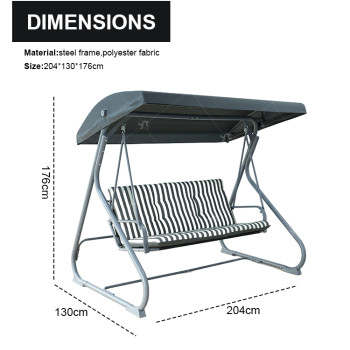 New Design Stripe Pattern Outdoor Patio Swings iron Frame Modern Swing Chair with Canopy Outdoor Use Garden Furniture