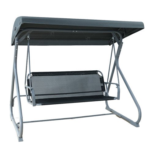 New Design Stripe Pattern Outdoor Patio Swings iron Frame Modern Swing Chair with Canopy Outdoor Use Garden Furniture