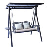 New Design Stripe Pattern Outdoor 2 Seaters Swings iron Frame Modern Swing Chair with Canopy Outdoor Use Garden Furniture