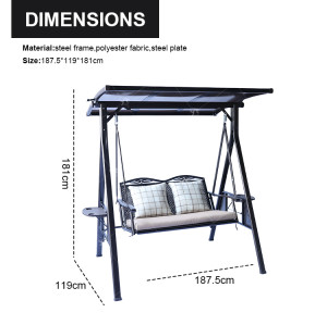 New Design Stripe Pattern Outdoor 2 Seaters Swings iron Frame Modern Swing Chair with Canopy Outdoor Use Garden Furniture
