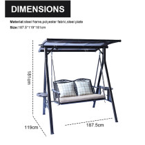New Design Stripe Pattern Outdoor 2 Seaters Swings iron Frame Modern Swing Chair with Canopy Outdoor Use Garden Furniture