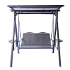 New Design Stripe Pattern Outdoor 2 Seaters Swings iron Frame Modern Swing Chair with Canopy Outdoor Use Garden Furniture