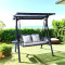 New Design Stripe Pattern Outdoor 2 Seaters Swings iron Frame Modern Swing Chair with Canopy Outdoor Use Garden Furniture