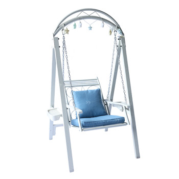 Modern Single lron Rocking Chair for Indoor Balcony Garden Patio Home Living RoomCourtyard Hall-Durable Metal Furniture