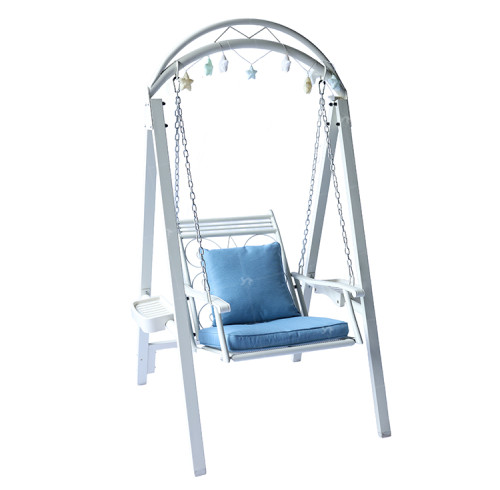 Modern Single lron Rocking Chair for Indoor Balcony Garden Patio Home Living RoomCourtyard Hall-Durable Metal Furniture