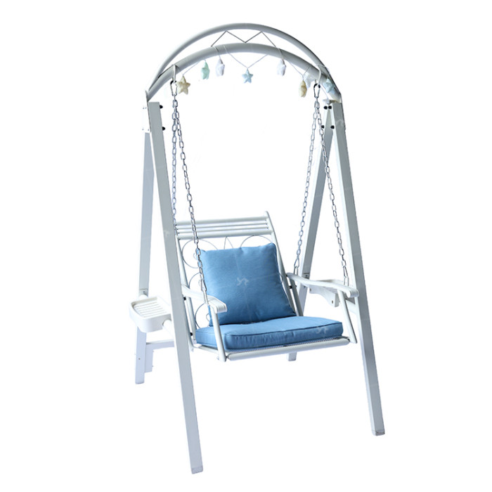 Modern Single lron Rocking Chair for Indoor Balcony Garden Patio Home Living RoomCourtyard Hall-Durable Metal Furniture