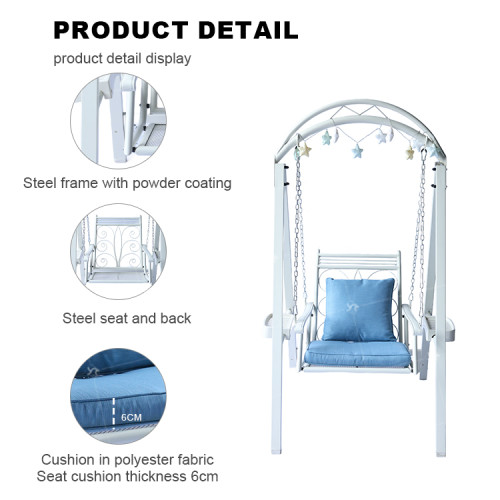 Modern Single lron Rocking Chair for Indoor Balcony Garden Patio Home Living RoomCourtyard Hall-Durable Metal Furniture