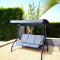 Outdoor 3-Seat Garden Swing Chair Patio Swings Multi-functional Swing Bed With Comfortable Cushion and Adjustable canopy
