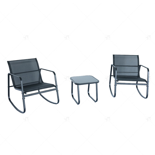 Modern  Qutdoor Bistro Set Fabric Chair and lron Table for Patio Bedroom or Living Room Steel Frame Chair Set with Coffee Table