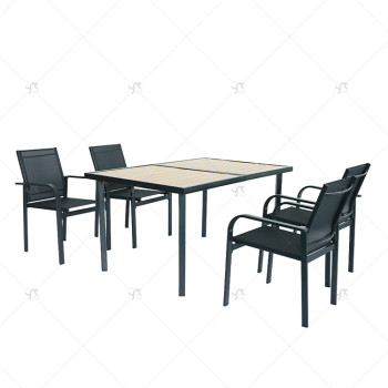 Teslin Outdoor Modern Hot Selling Good Quality  Garden 5 Pcs Table and Chair Set Steel Patio Furniture for Hotels and Courtyards