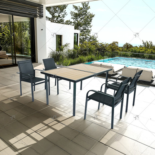 Teslin Outdoor Modern Hot Selling Good Quality  Garden 5 Pcs Table and Chair Set Steel Patio Furniture for Hotels and Courtyards