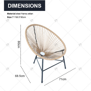 Modern Style Outdoor Garden Steel Rattan Egg Chair  Popular Colorful Vine and Willow Rattan  for Cafe Bar for Park Use