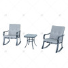3Piece Outdoor Patio Furniture Set Garden Courtyard Leisure Table and Rocking Chair Set with Thickened Cushion