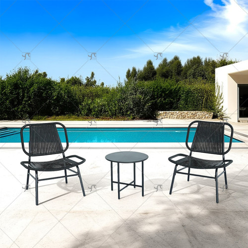 Modern Indoor and Outdoor Conversation Set Acapulco Chairs Outdoor Seating 3 Pieces Outdoor Garden Furniture Sets