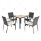 Modern Outdoor Rattan Patio Garden Steel Outdoor Furniture Garden Dining Sets Rattan Dining Chair Dining Table Set