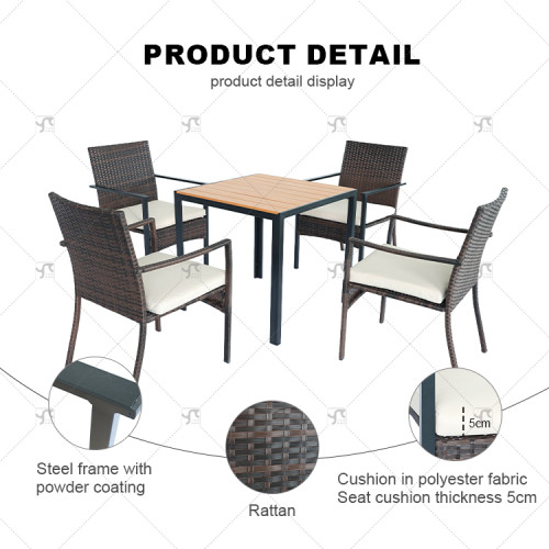 Modern Outdoor Rattan Patio Garden Steel Outdoor Furniture Garden Dining Sets Rattan Dining Chair Dining Table Set