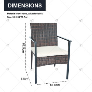 Modern Outdoor Rattan Patio Garden Steel Outdoor Furniture Garden Dining Sets Rattan Dining Chair Dining Table Set