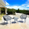 Modern steel Rattan Rope Woven Hotel Resort Patio Dining Chairs Outdoor Garden Furniture table and chair  Set of 3