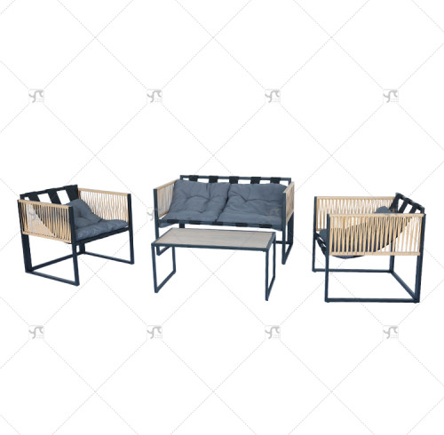 4 Pieces Hot Selling Modern Metal Outdoor Furniture rattan sofa Set - All-Weather Patio Garden Yard Dining sofa Set of 4