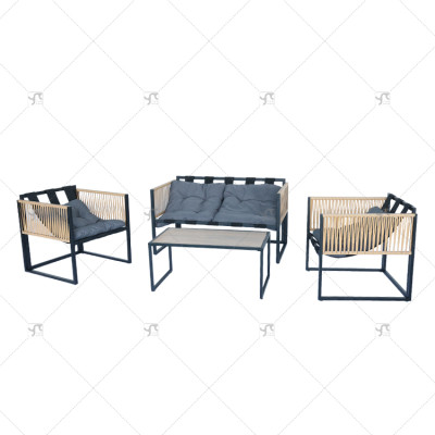 4 Pieces Hot Selling Modern Metal Outdoor Furniture rattan sofa Set - All-Weather Patio Garden Yard Dining sofa Set of 4