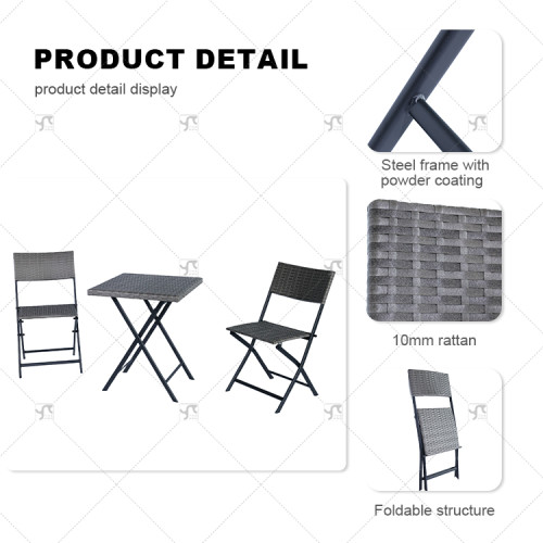 Modern Outdoor Rattan Table and Chair Combination Three Sets for Leisure Courtyard Balcony or Garden Use