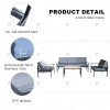 Durable 4Pieces Outdoor Metal Sofa Set with Coffee Table Patio Sectional Furniture Chat Sofa Conversation Set with Gray Cushions