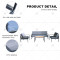 Durable 4Pieces Outdoor Metal Sofa Set with Coffee Table Patio Sectional Furniture Chat Sofa Conversation Set with Gray Cushions