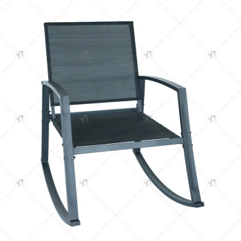 Outdoor Textilene Rocking Chair Steel Rocker Seating Outside Mesh Rocking Sling Gliders for Front Porch Garden Patio Backyard