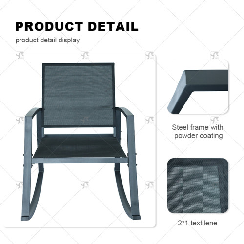Outdoor Textilene Rocking Chair Steel Rocker Seating Outside Mesh Rocking Sling Gliders for Front Porch Garden Patio Backyard